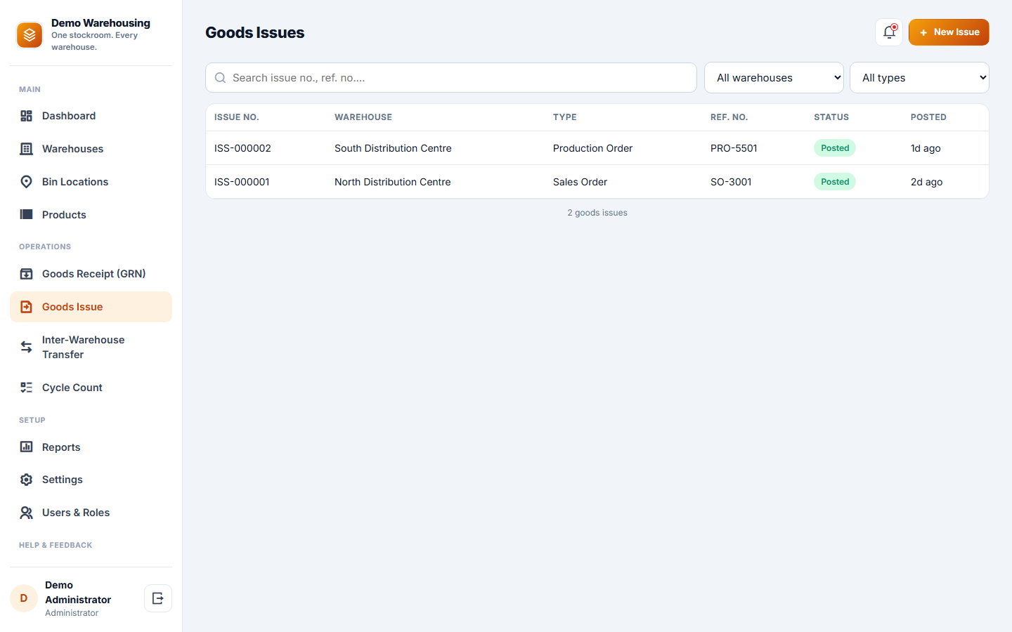 Multi-Warehouse Inventory Management Software screenshot