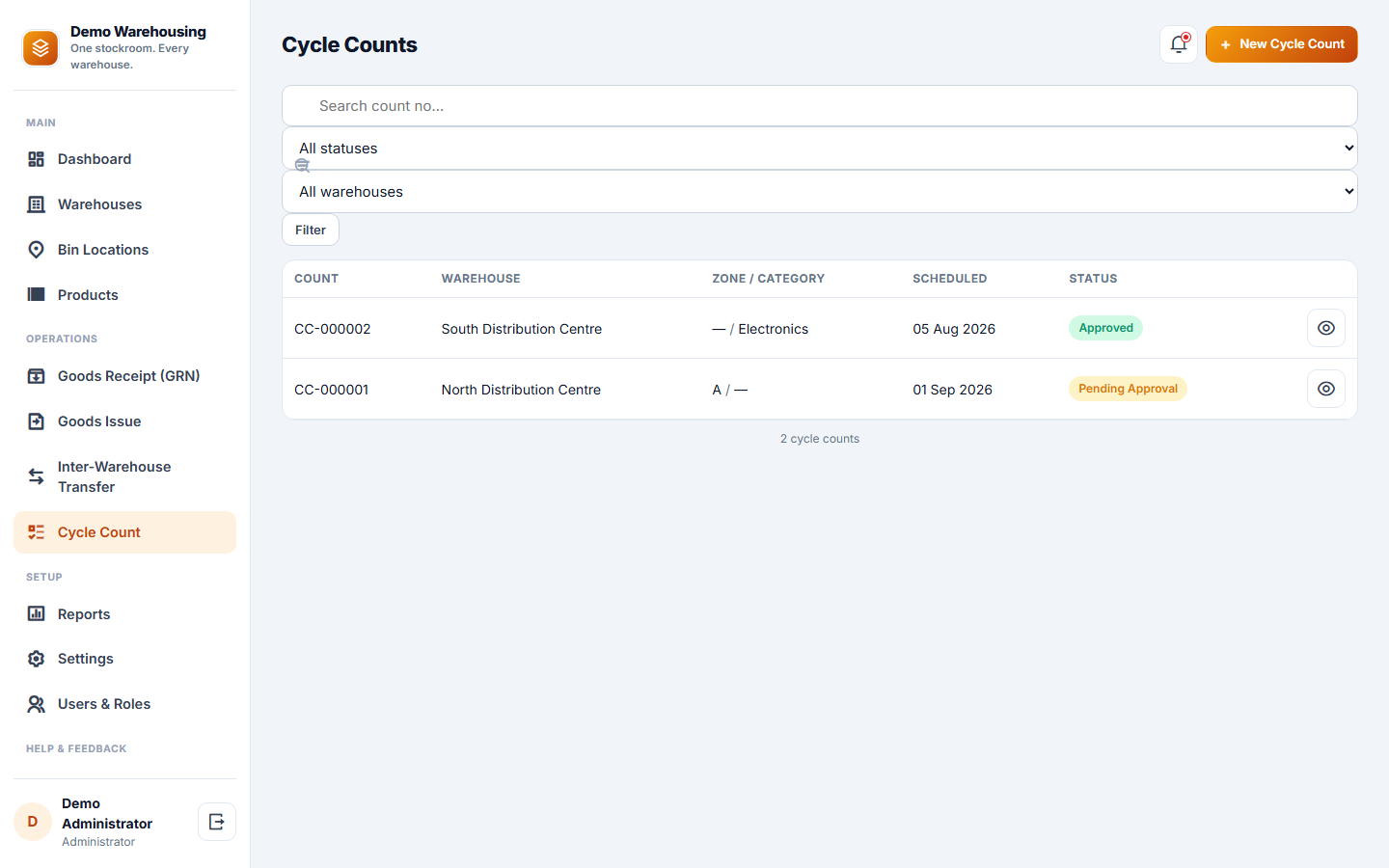 Multi-Warehouse Inventory Management Software screenshot