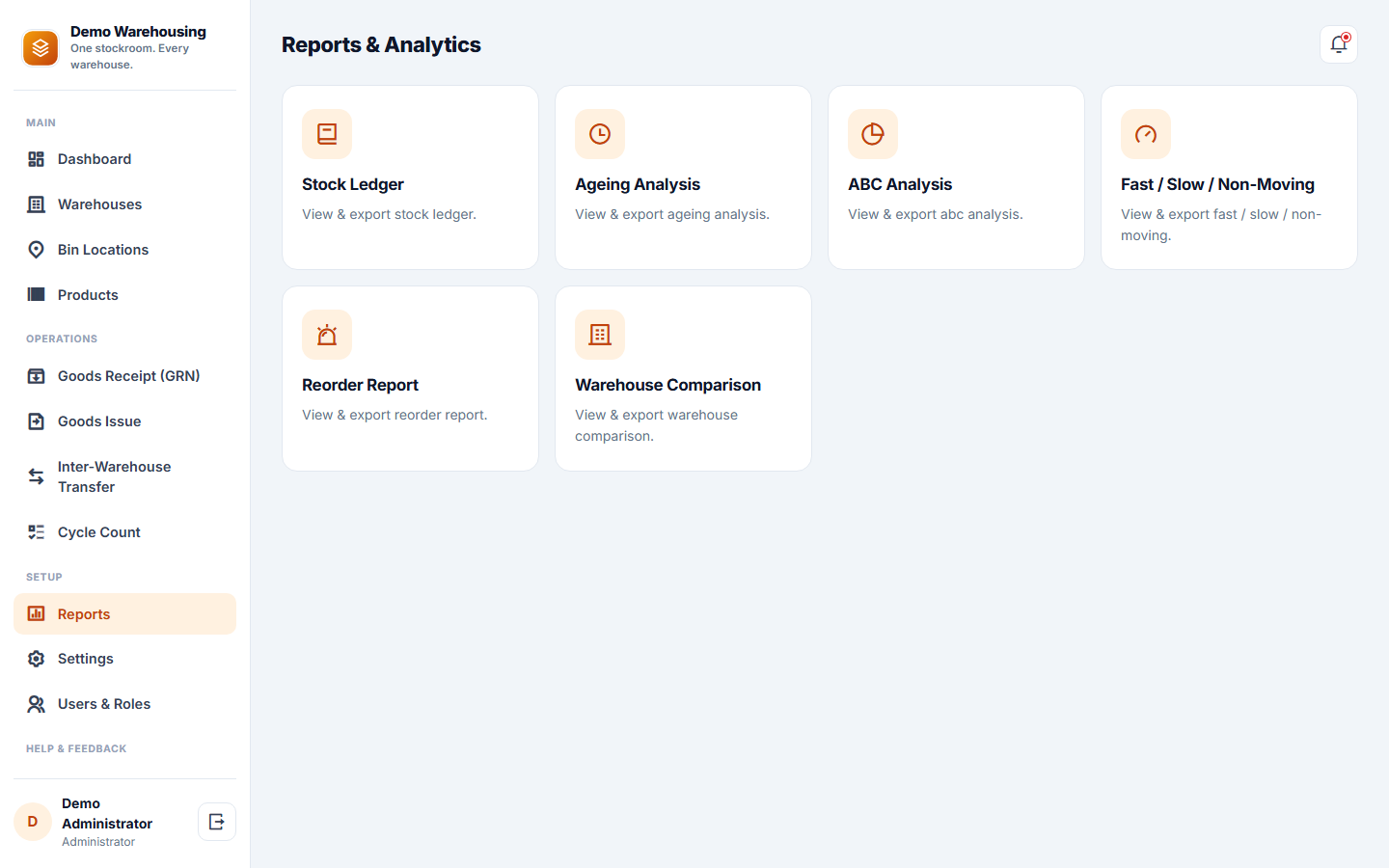 Multi-Warehouse Inventory Management Software screenshot