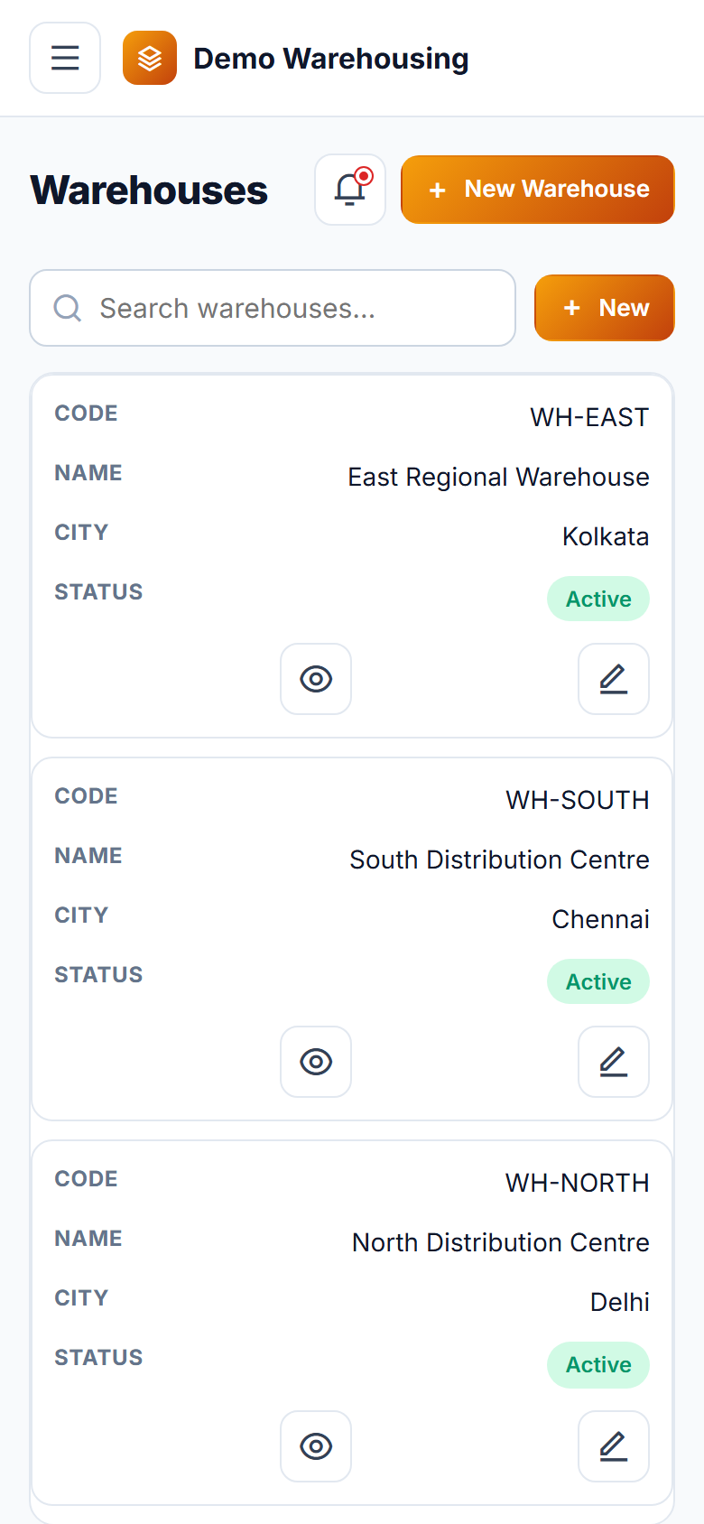 Multi-Warehouse Inventory Management Software screenshot