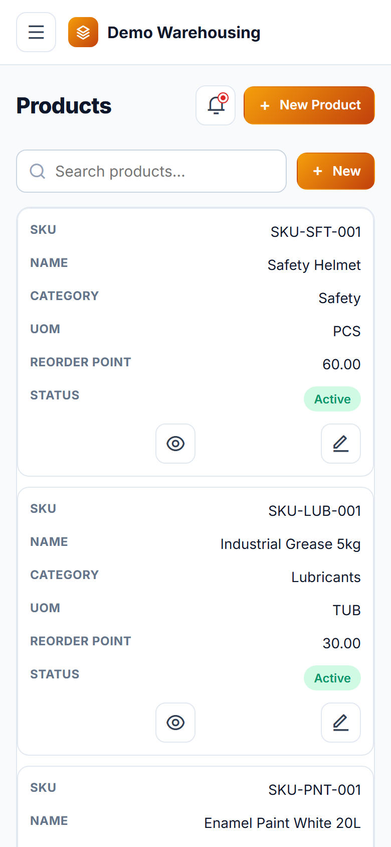 Multi-Warehouse Inventory Management Software screenshot