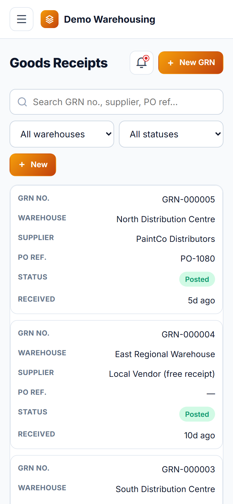Multi-Warehouse Inventory Management Software screenshot