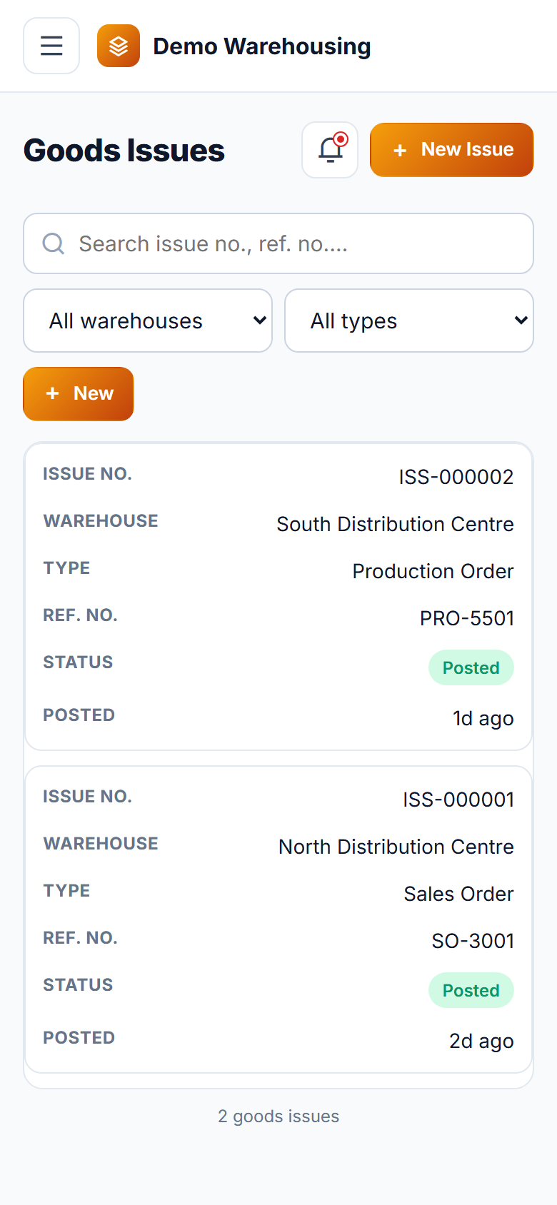 Multi-Warehouse Inventory Management Software screenshot