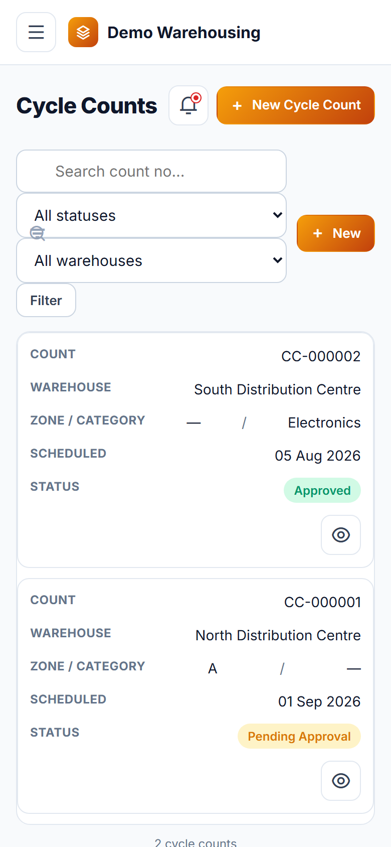 Multi-Warehouse Inventory Management Software screenshot