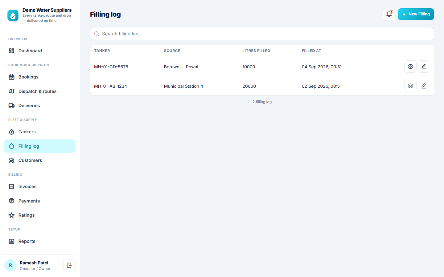 Water Tanker Booking & Route Management screenshot