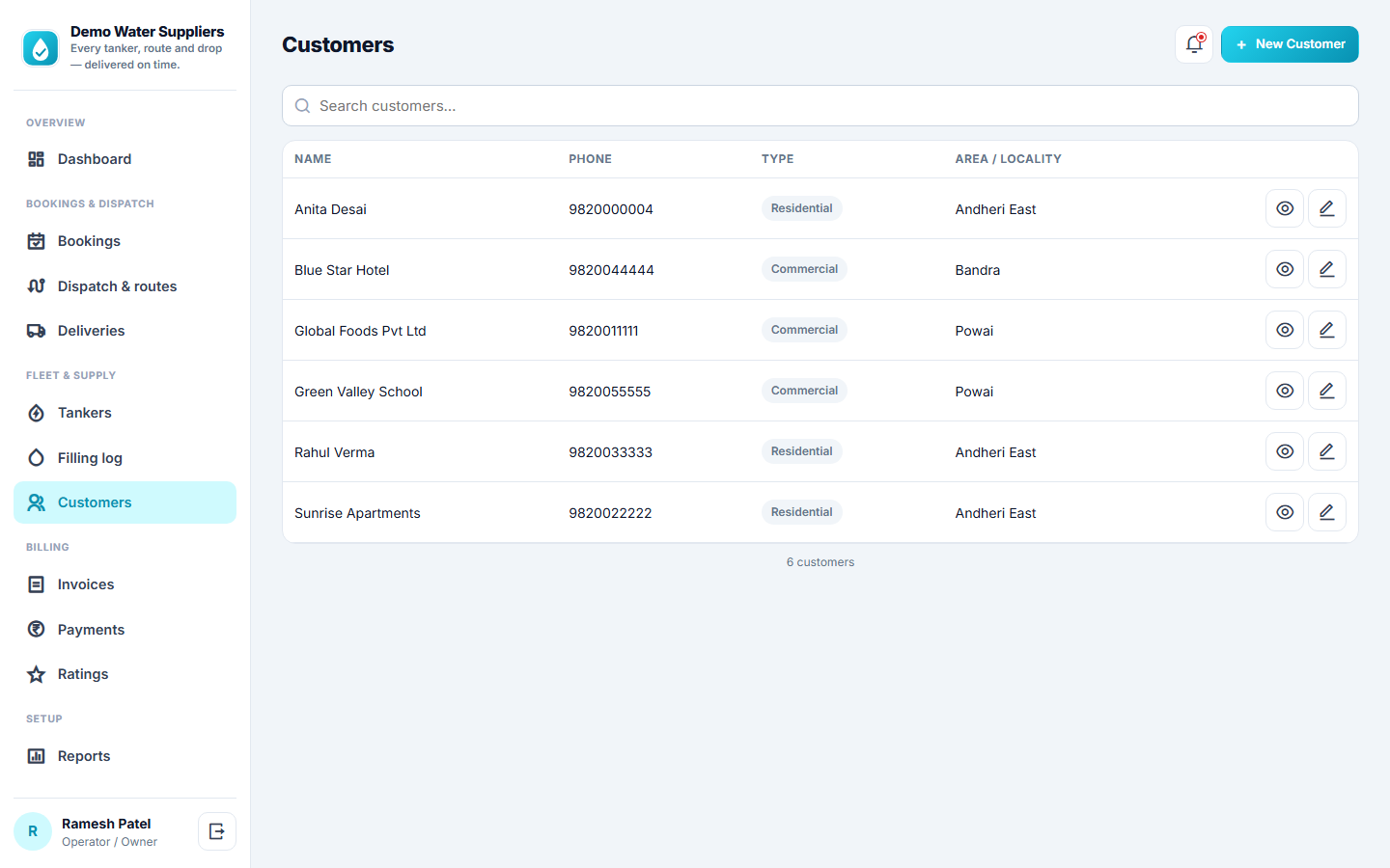 Water Tanker Booking & Route Management screenshot