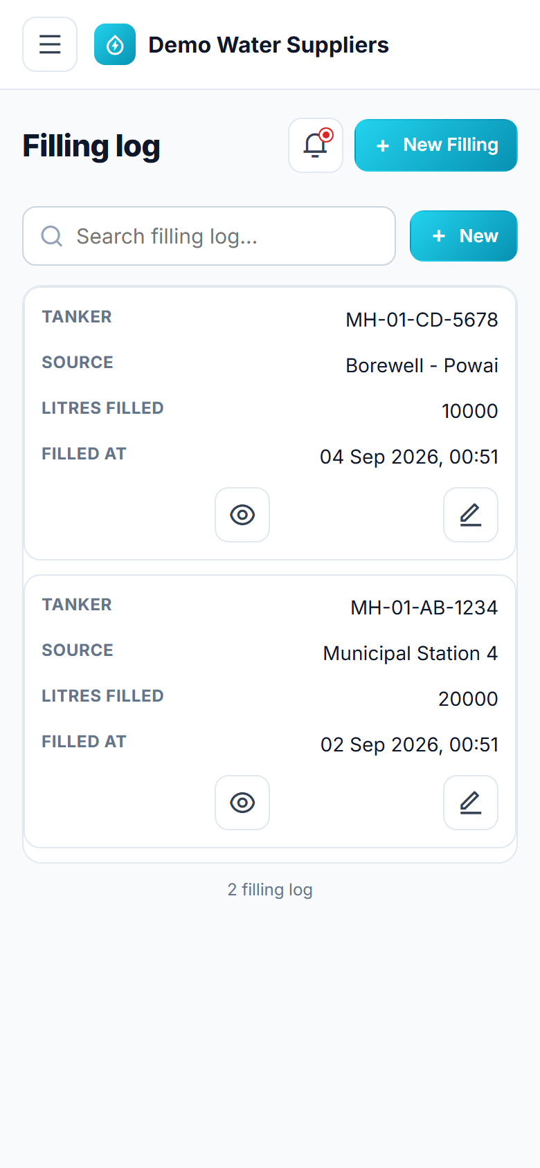 Water Tanker Booking & Route Management screenshot