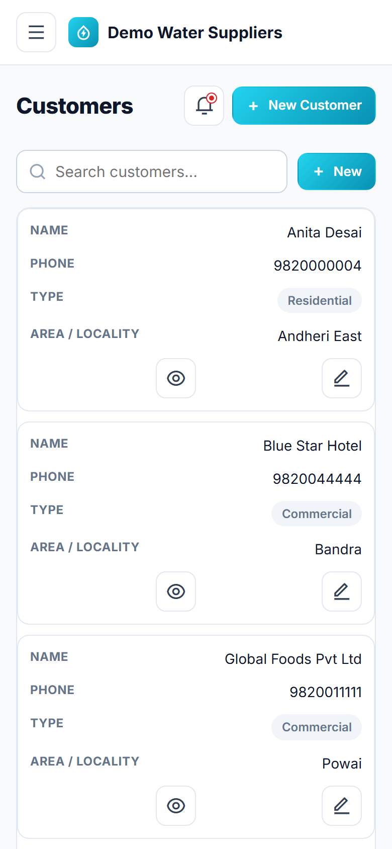 Water Tanker Booking & Route Management screenshot